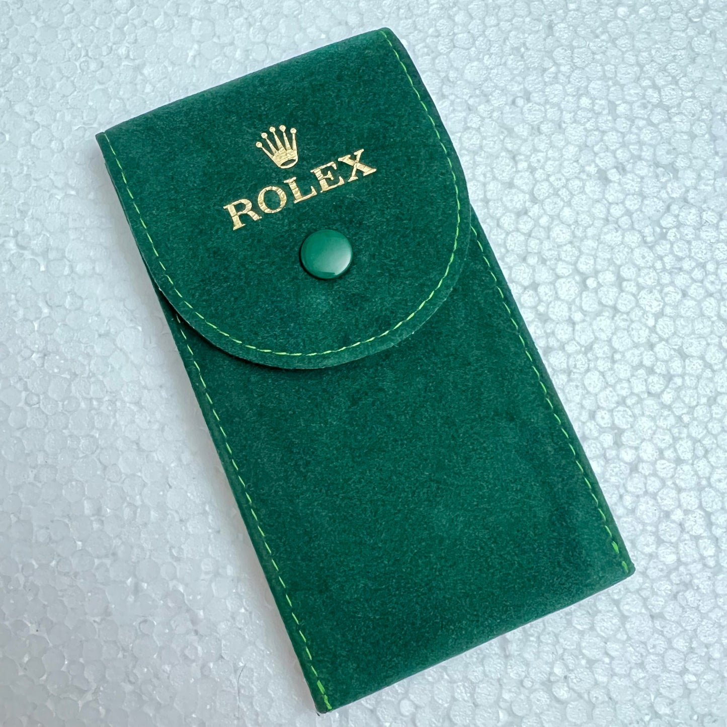 ROLEX Green Faux Suede Pouch 4.90x2.5x1 inches