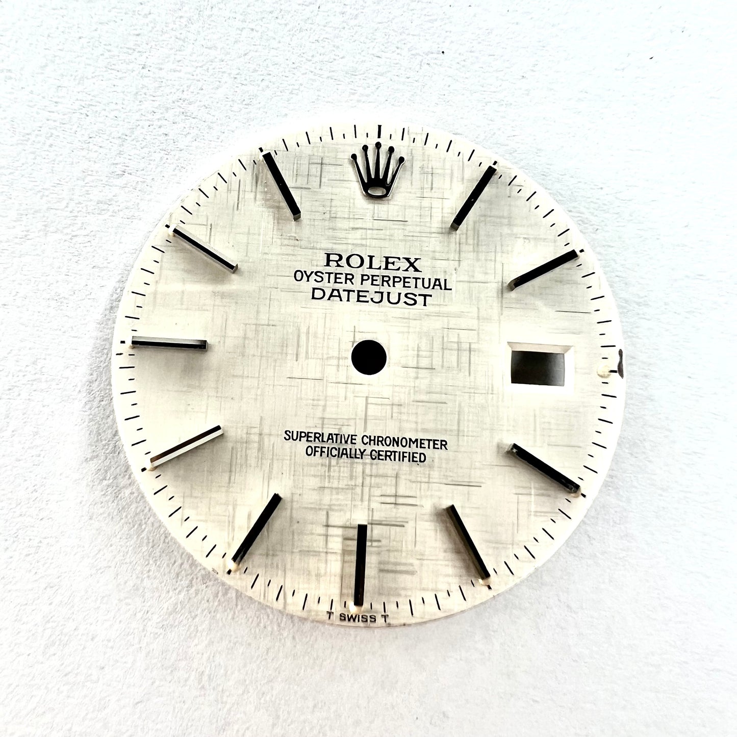 ROLEX 27.7mm Linen Silver Color Silver Hour Markers DIAL for 36mm ROLEX DATEJUST