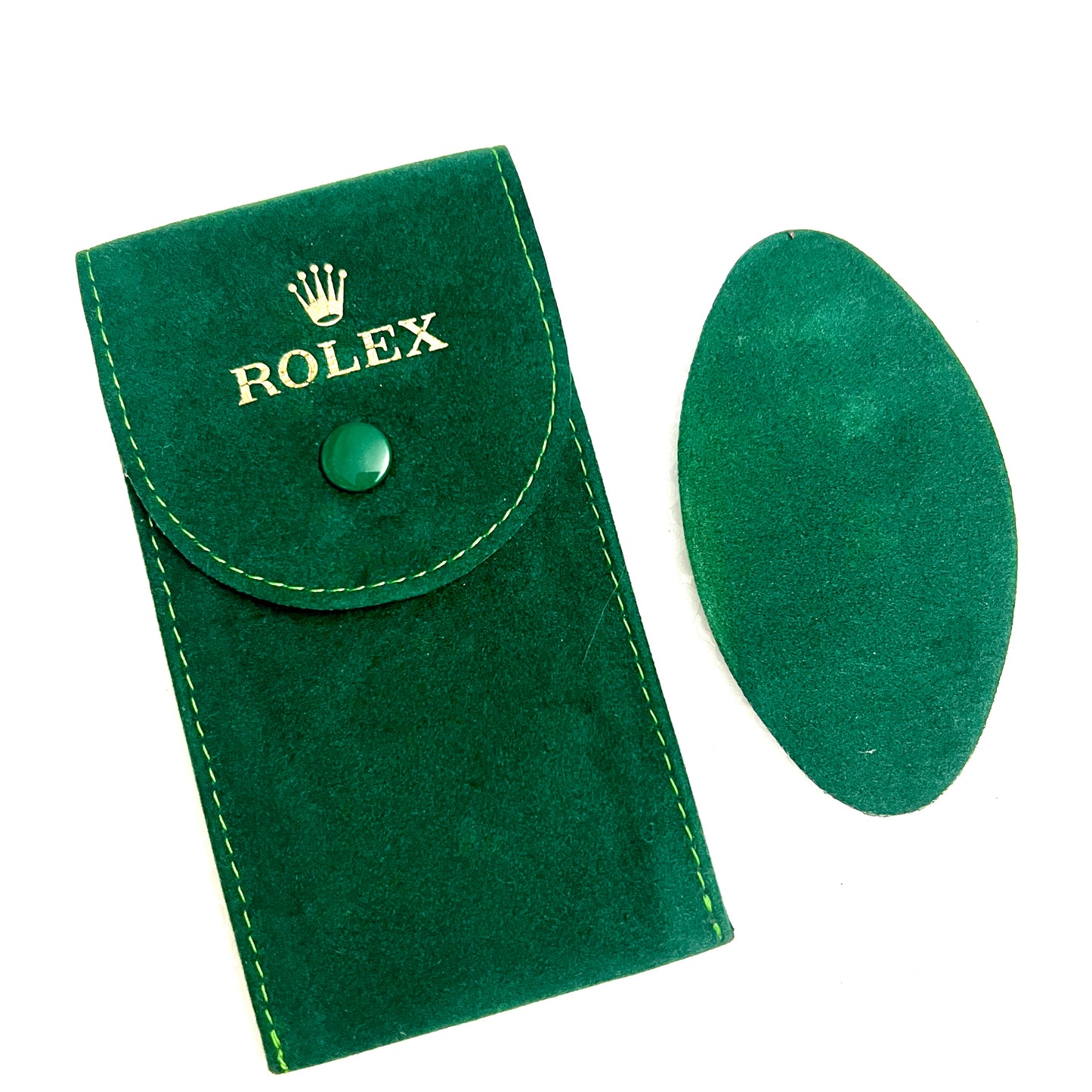 ROLEX Green Faux Suede Pouch 4.90x2.5x1 inches