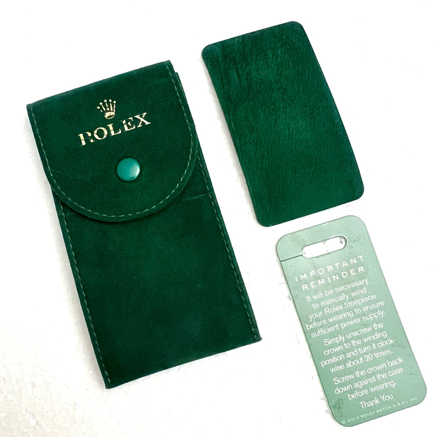 ROLEX Green Faux Suede Pouch 4.90x2.5x1 inches