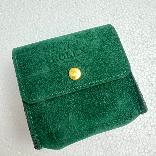 ROLEX Green Faux Suede Travel Case 3.5x3.5x1.75 inches