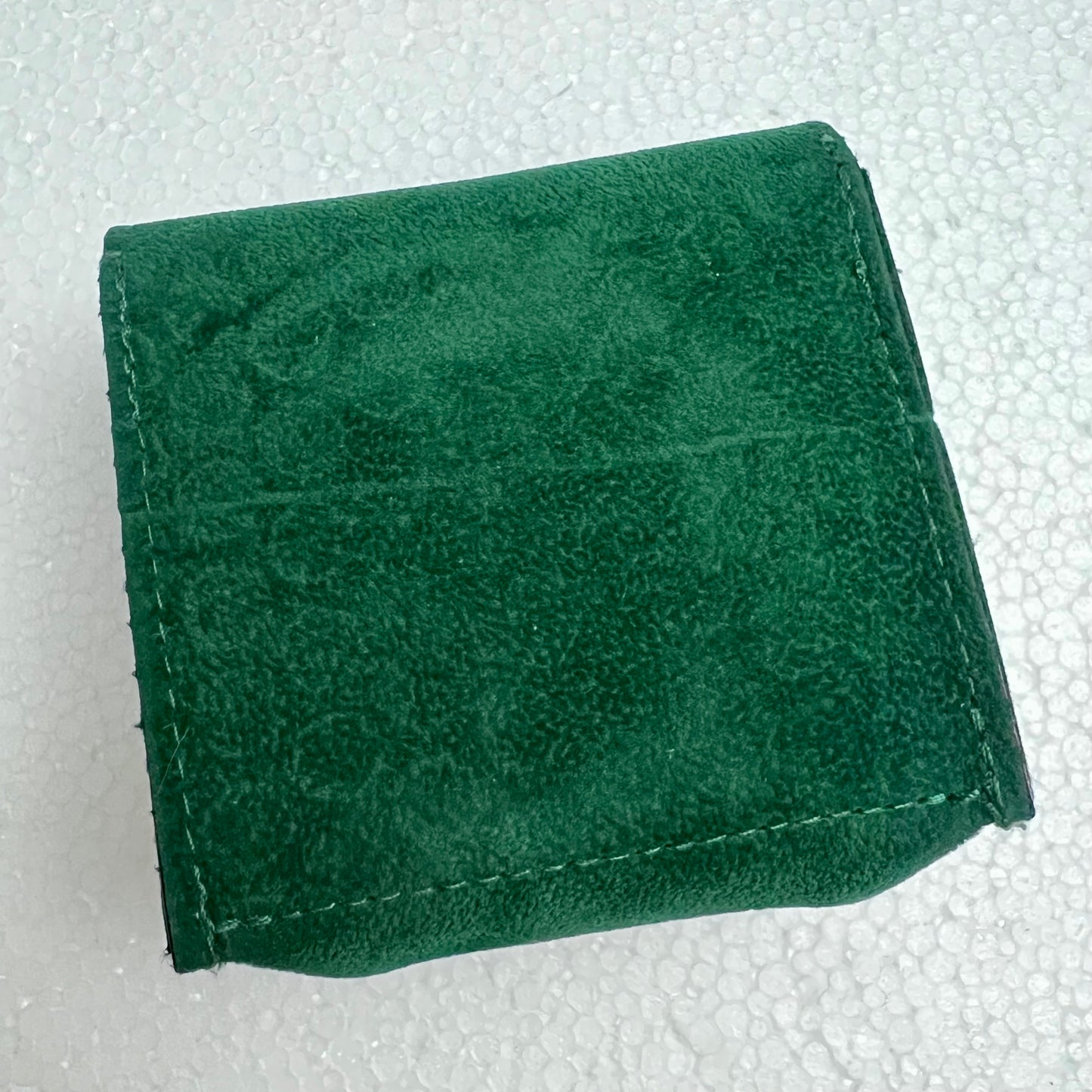 ROLEX Green Faux Suede Travel Case 3.5x3.5x1.75 inches