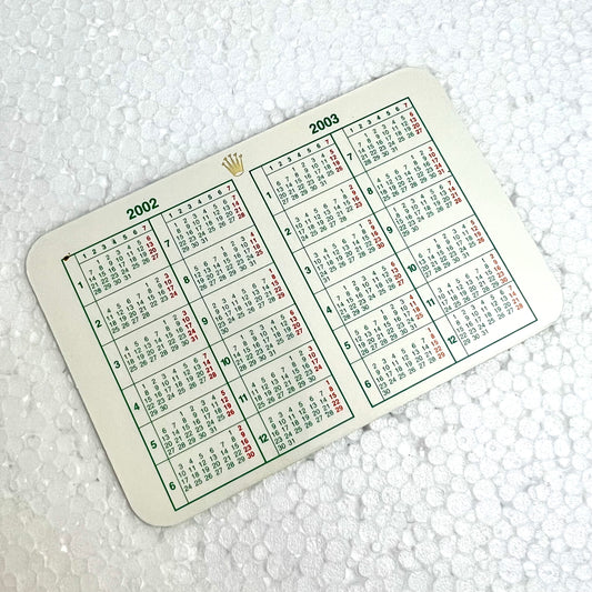 ROLEX Calendar Card 2002-2003 year