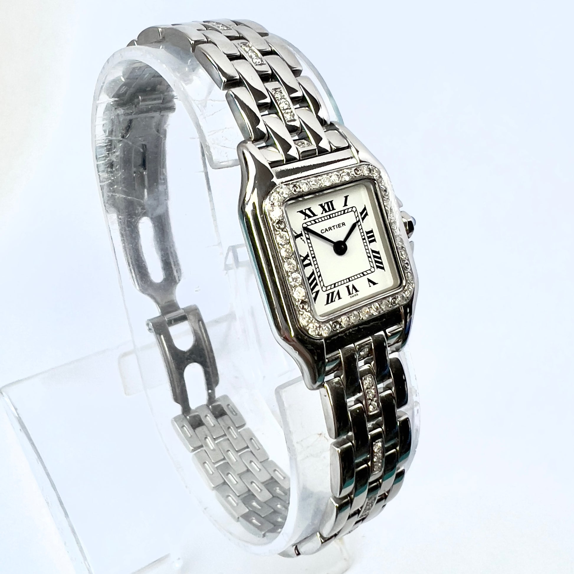 CARTIER PANTHERE Quartz 23mm Steel 0.55TCW Diamond Watch