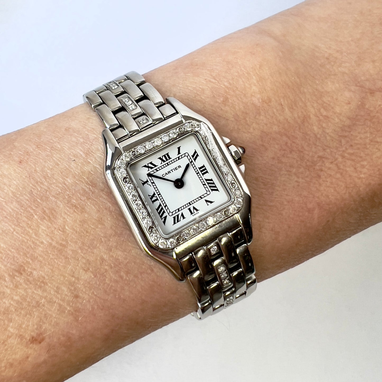 CARTIER PANTHERE Quartz 23mm Steel 0.55TCW Diamond Watch