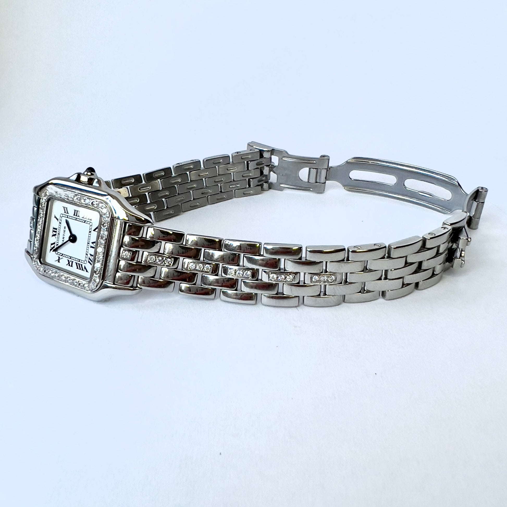 CARTIER PANTHERE Quartz 23mm Steel 0.55TCW Diamond Watch