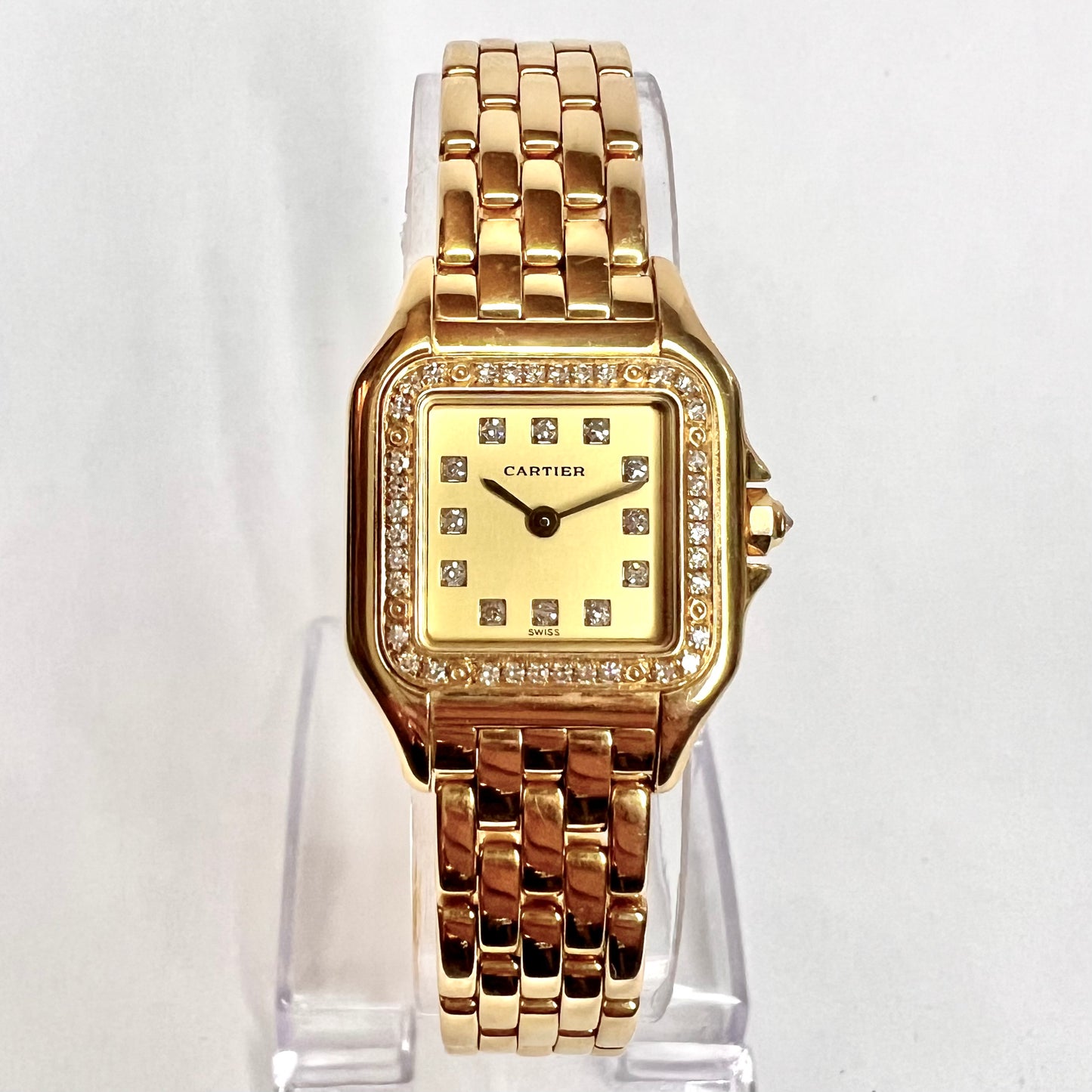 CARTIER PANTHERE Quartz 23mm 18K Yellow Gold ~0.6TCW FACTORY DIAMONDS Watch