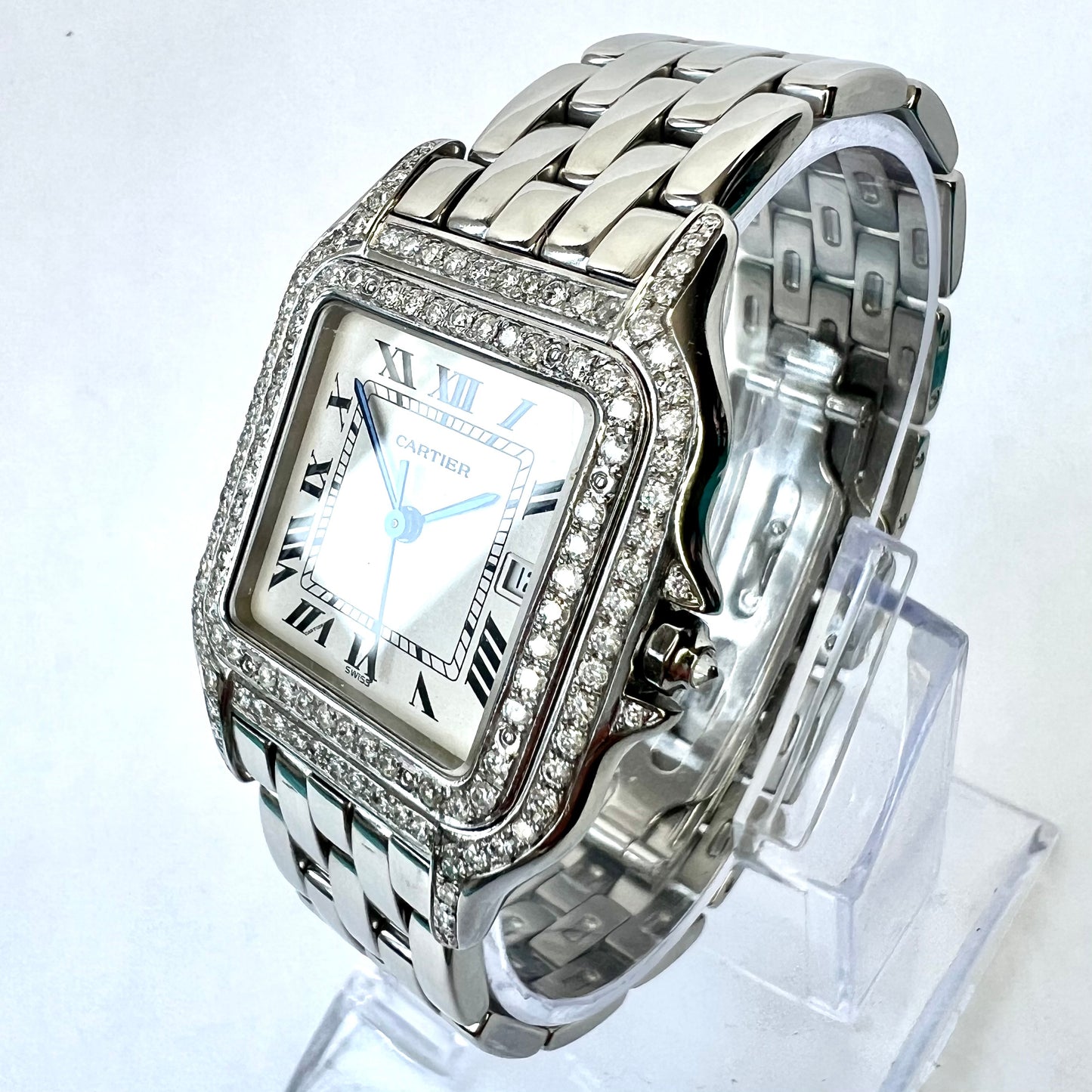 CARTIER PANTHERE Quartz 29mm Steel 1.9TCW Diamond Watch