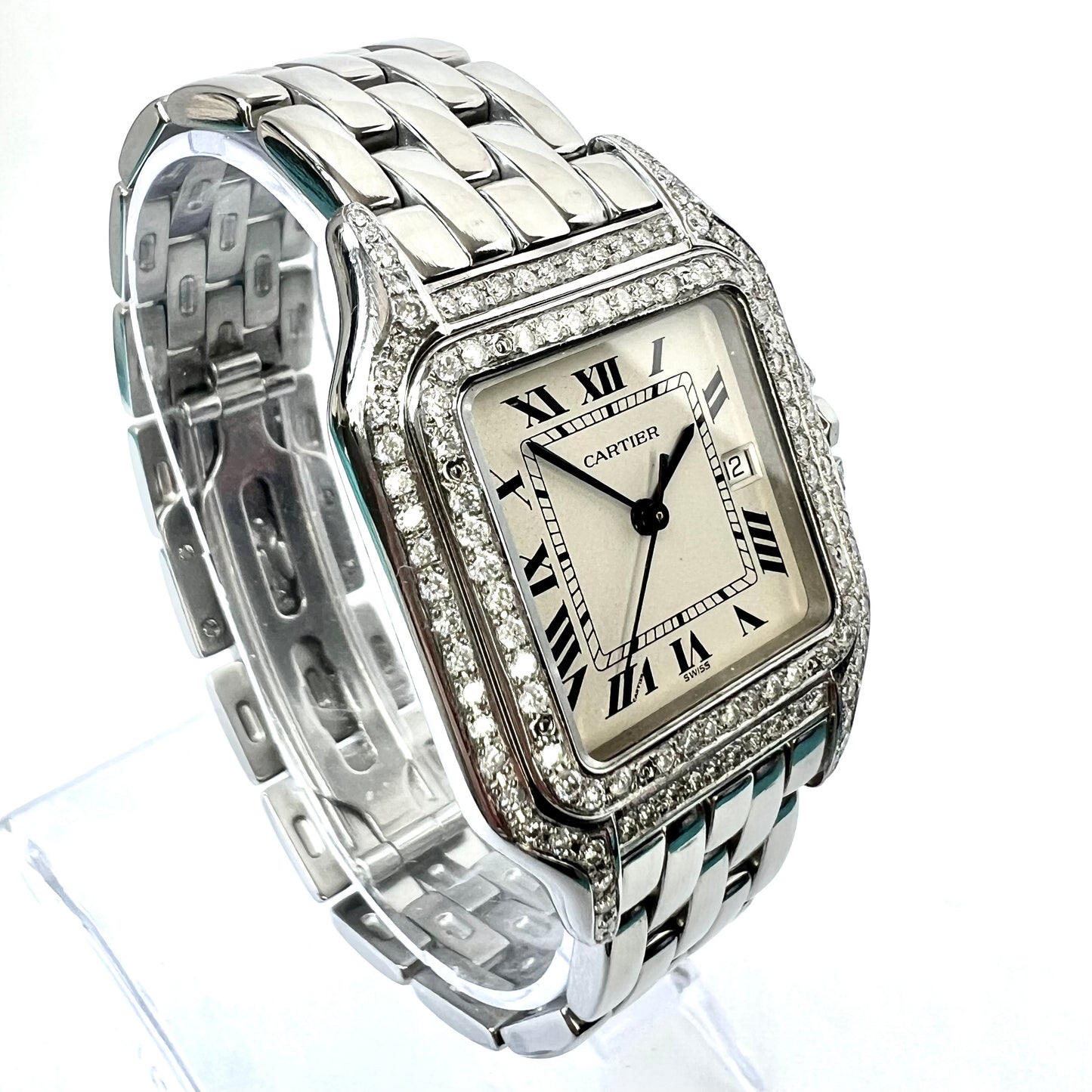 CARTIER PANTHERE Quartz 29mm Steel 1.9TCW Diamond Watch