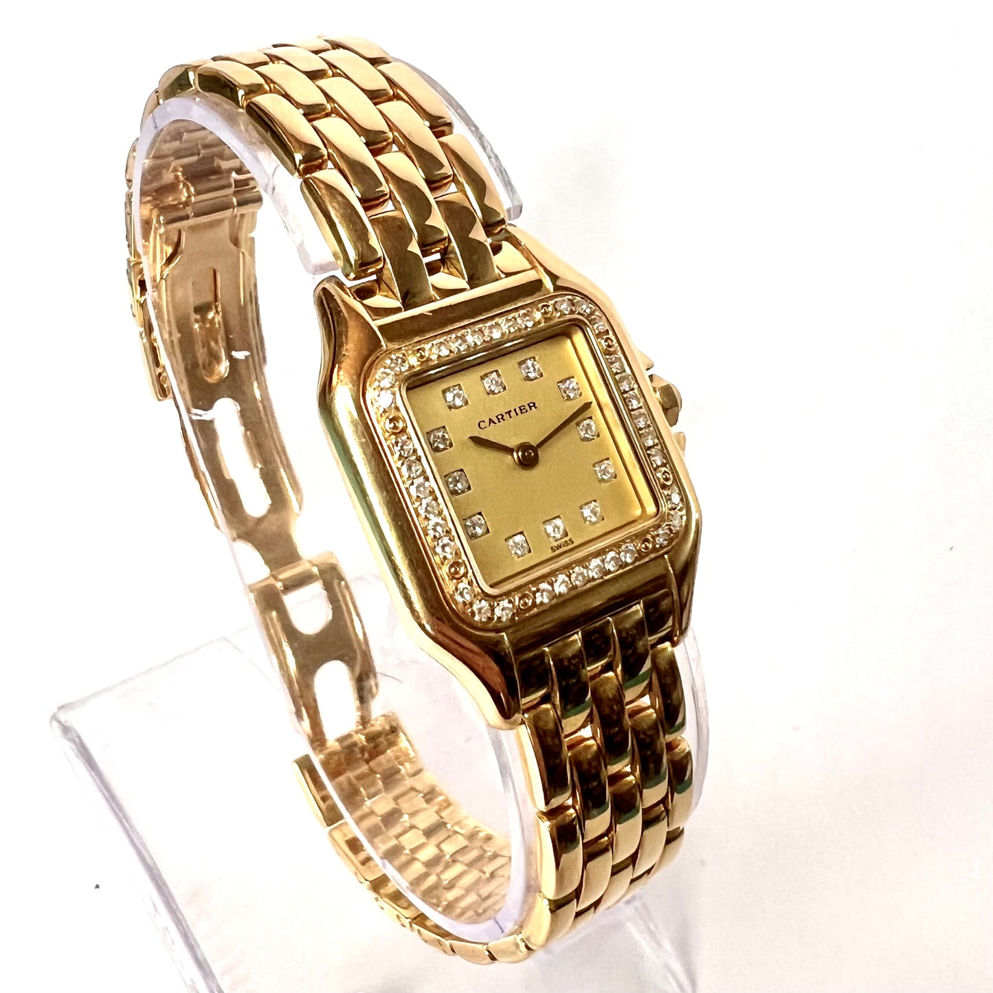 CARTIER PANTHERE Quartz 23mm 18K Yellow Gold ~0.6TCW FACTORY DIAMONDS Watch