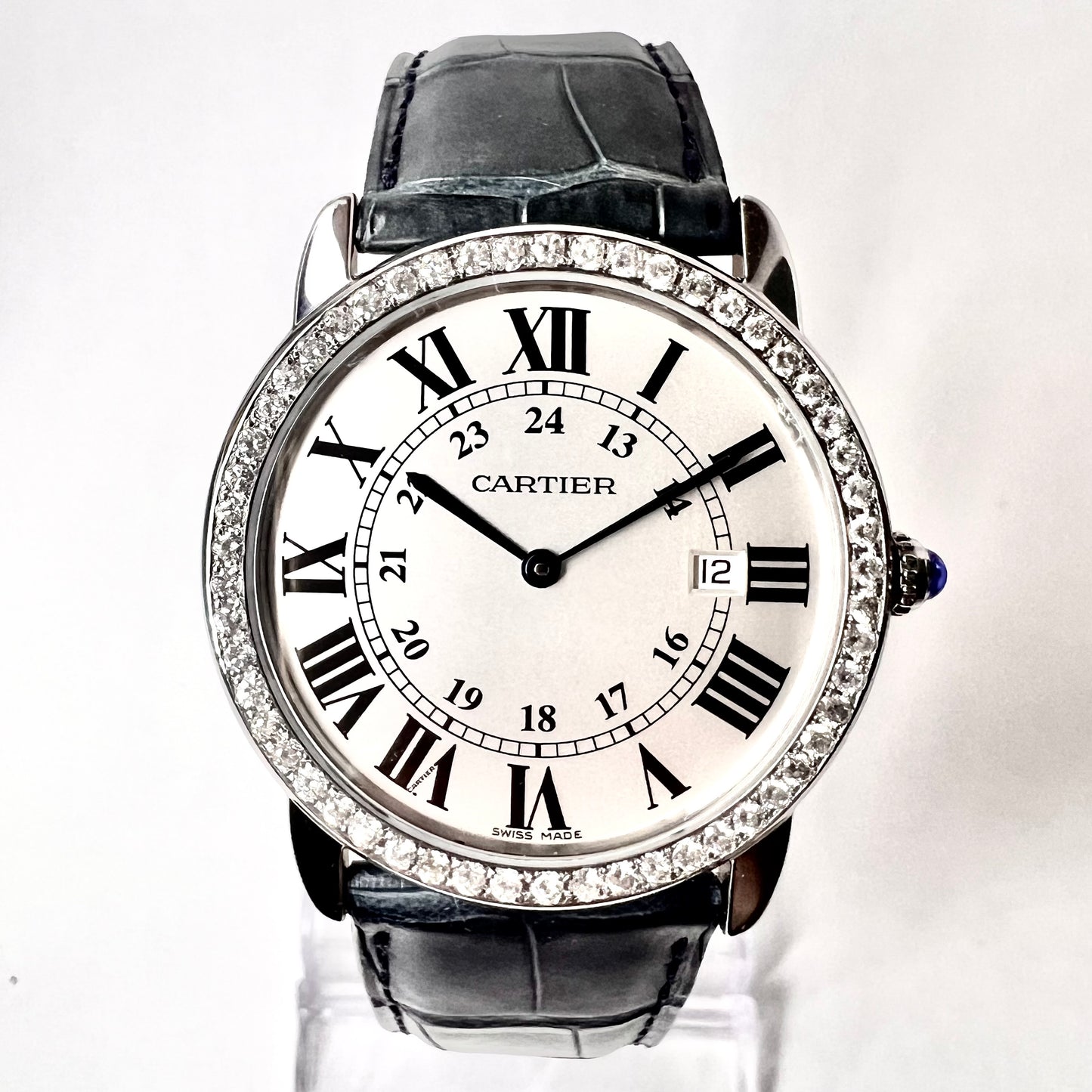 CARTIER RONDE SOLO Date 36mm Quartz Steel 0.90TCW DIAMOND Watch