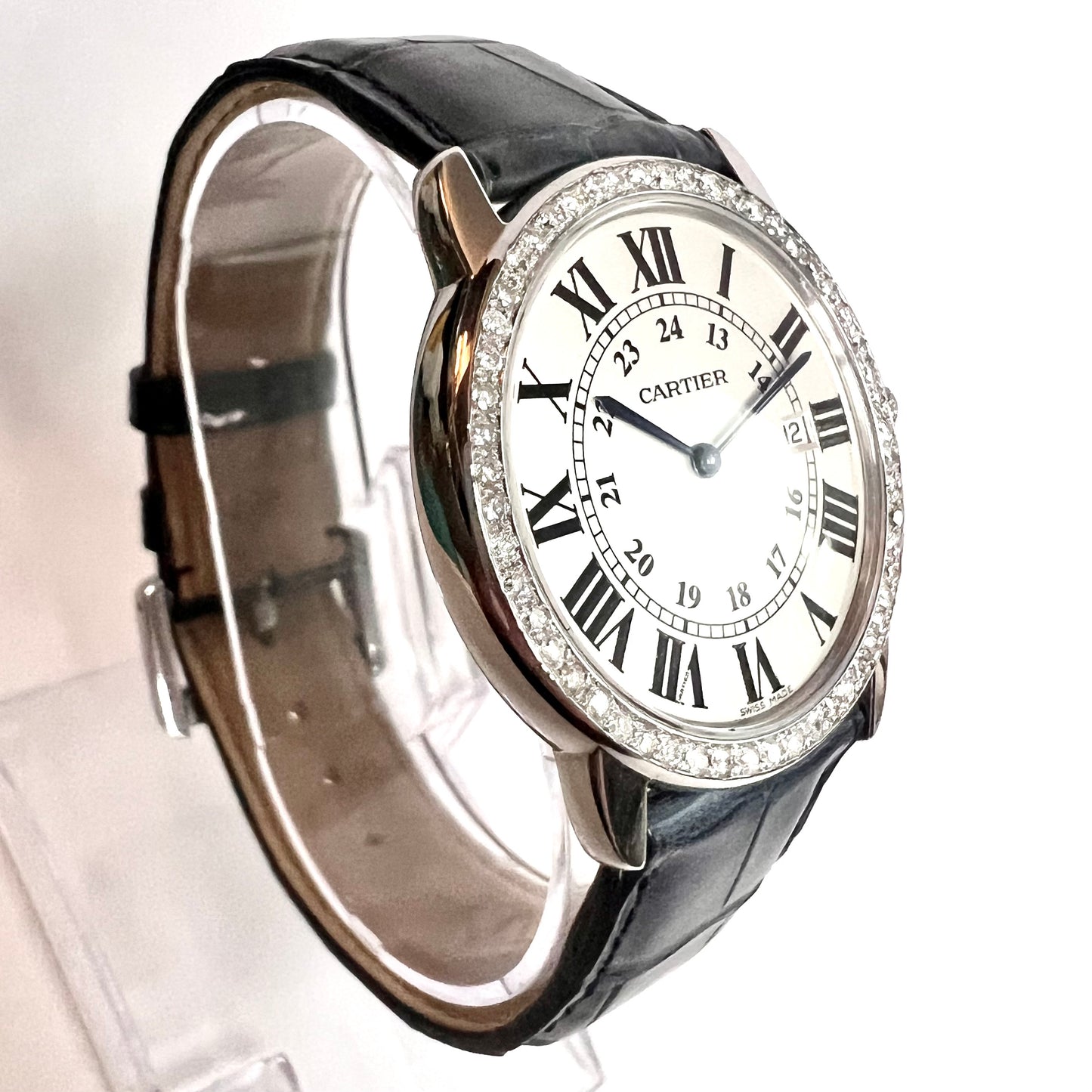 CARTIER RONDE SOLO Date 36mm Quartz Steel 0.90TCW DIAMOND Watch