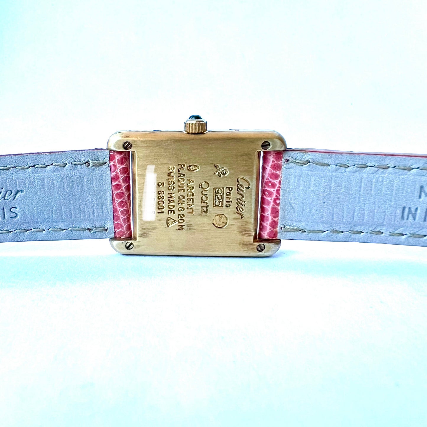 CARTIER TANK 20mm Gold Plated Silver 0.5TCW Diamond Watch