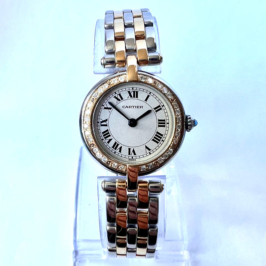 CARTIER PANTHERE VENDOME Quartz 24mm 2 Row Gold 0.26TCW Diamond Watch