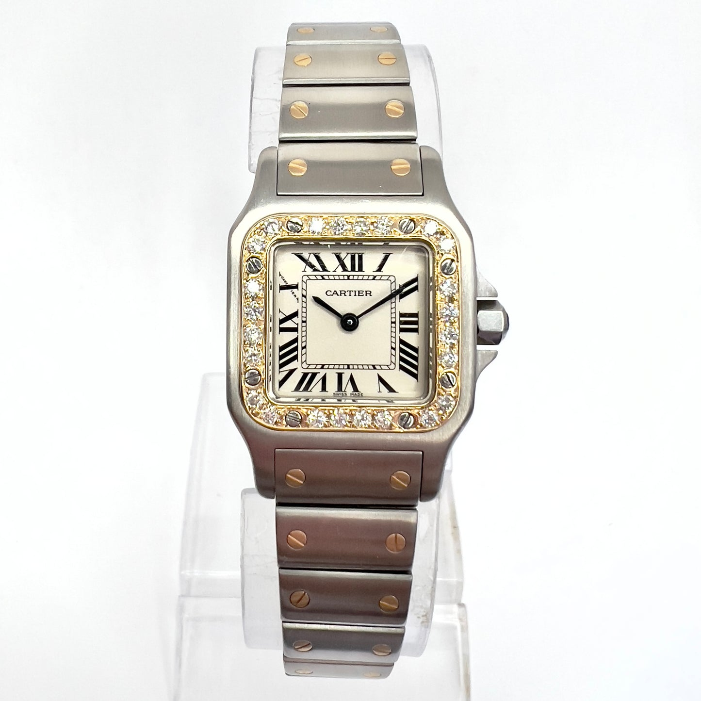 CARTIER SANTOS GALBEE 24mm Quartz 2 Tone 0.69TCW Diamond Watch