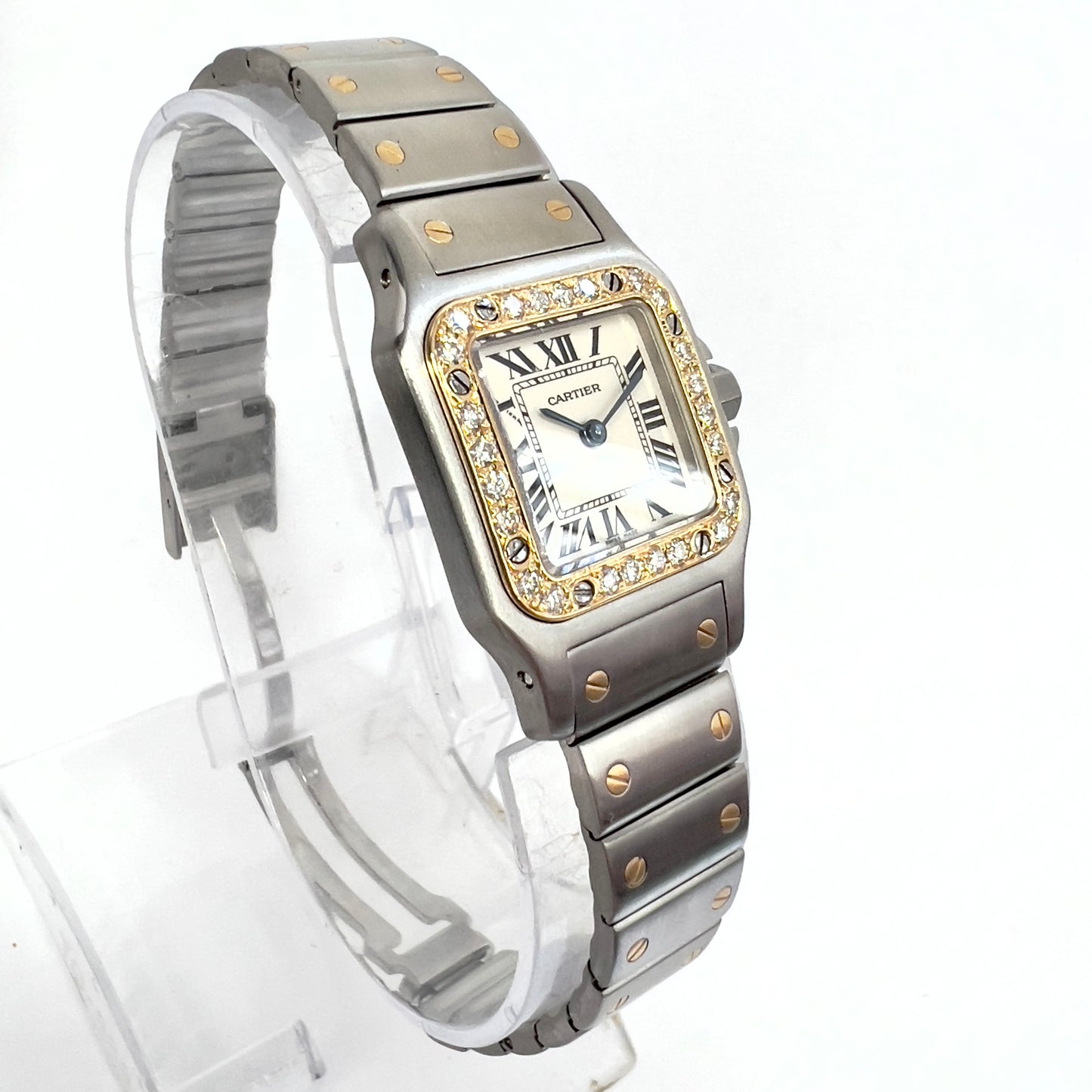 CARTIER SANTOS GALBEE 24mm Quartz 2 Tone 0.69TCW Diamond Watch