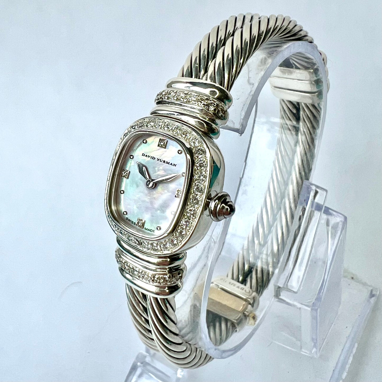 DAVID YURMAN CHELSEA Quartz 19mm 925 Silver/18K Yellow Gold Cable Bracelet 0.75 DIAMOND Watch