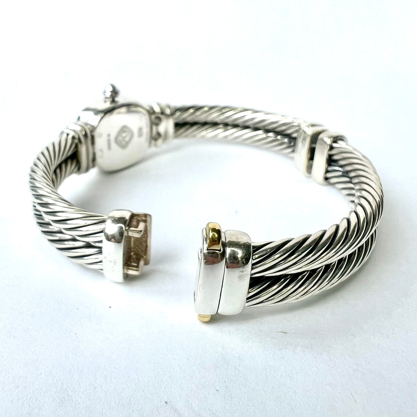 DAVID YURMAN CHELSEA Quartz 19mm 925 Silver/18K Yellow Gold Cable Bracelet 0.75 DIAMOND Watch