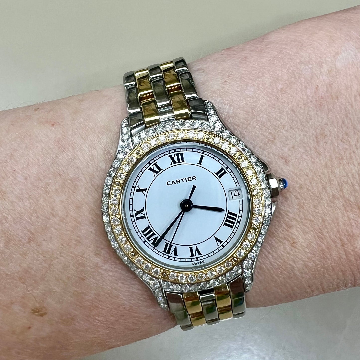 CARTIER PANTHERE COUGER Quartz 27mm 2 Row Gold 0.84TCW Diamond Watch