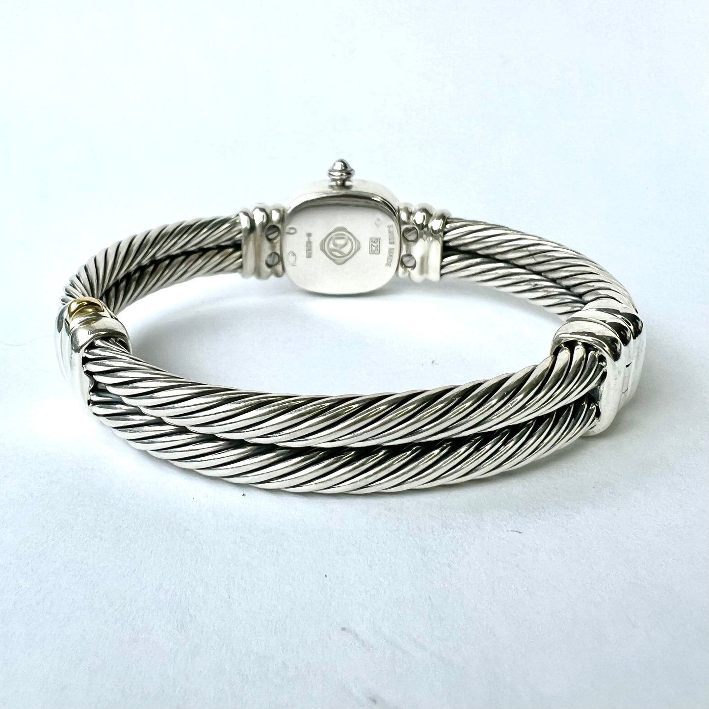 DAVID YURMAN CHELSEA Quartz 19mm 925 Silver/18K Yellow Gold Cable Bracelet 0.75 DIAMOND Watch