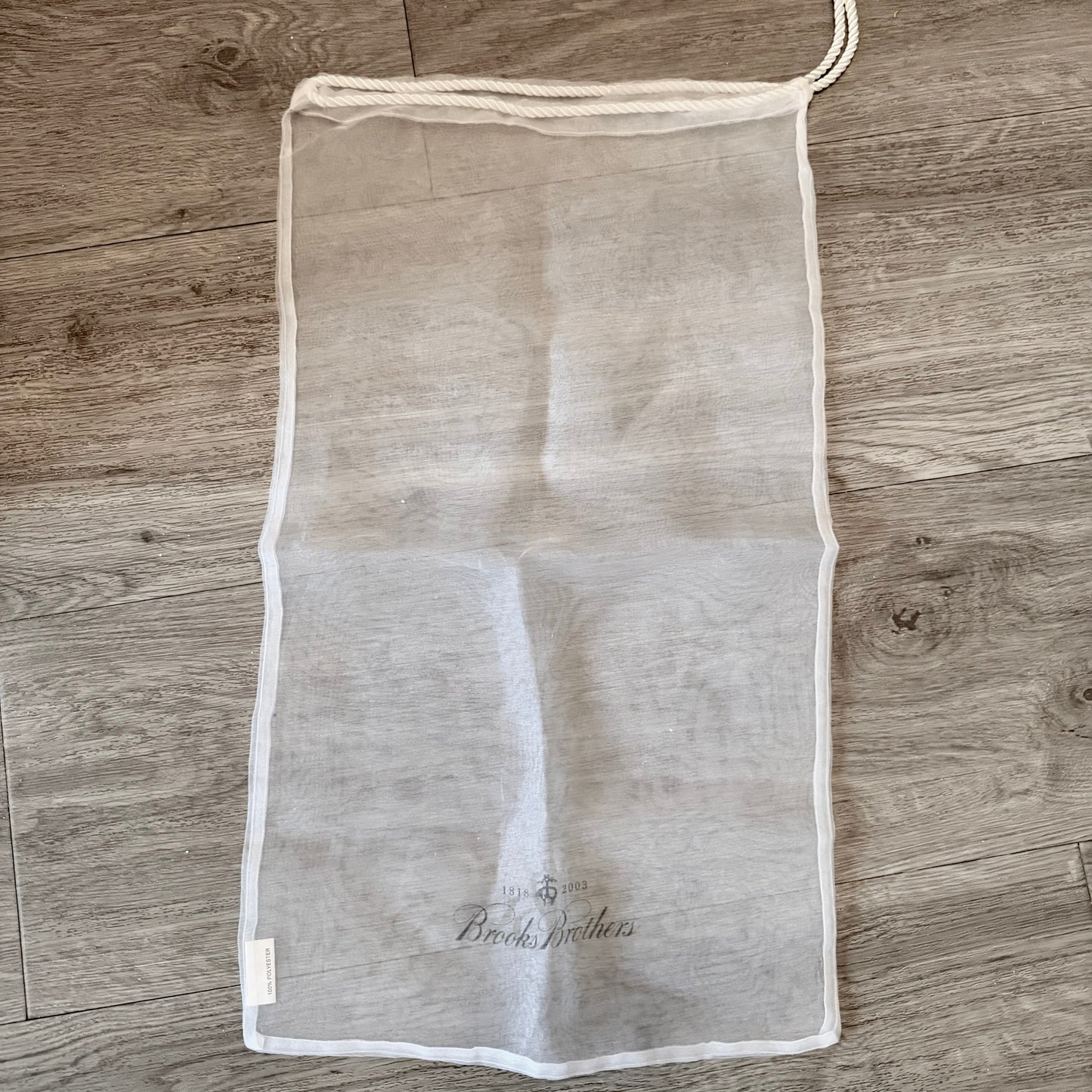 Brooks Brothers White Sheer String Dust Bag with Logo 11x19 inches