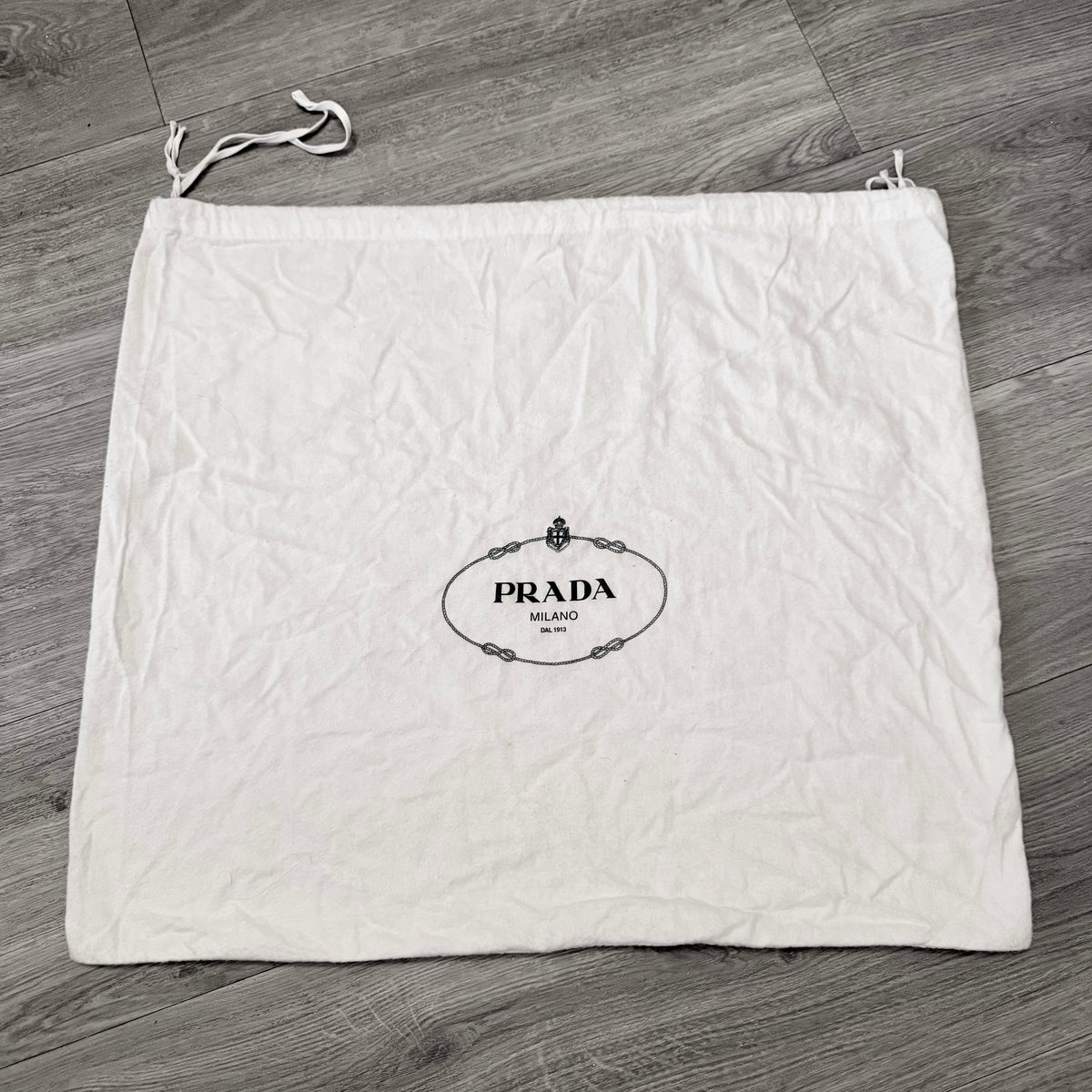 PRADA White Flannel Drawstring Bag/Purse Dust Bag 22.75x20.5 inches