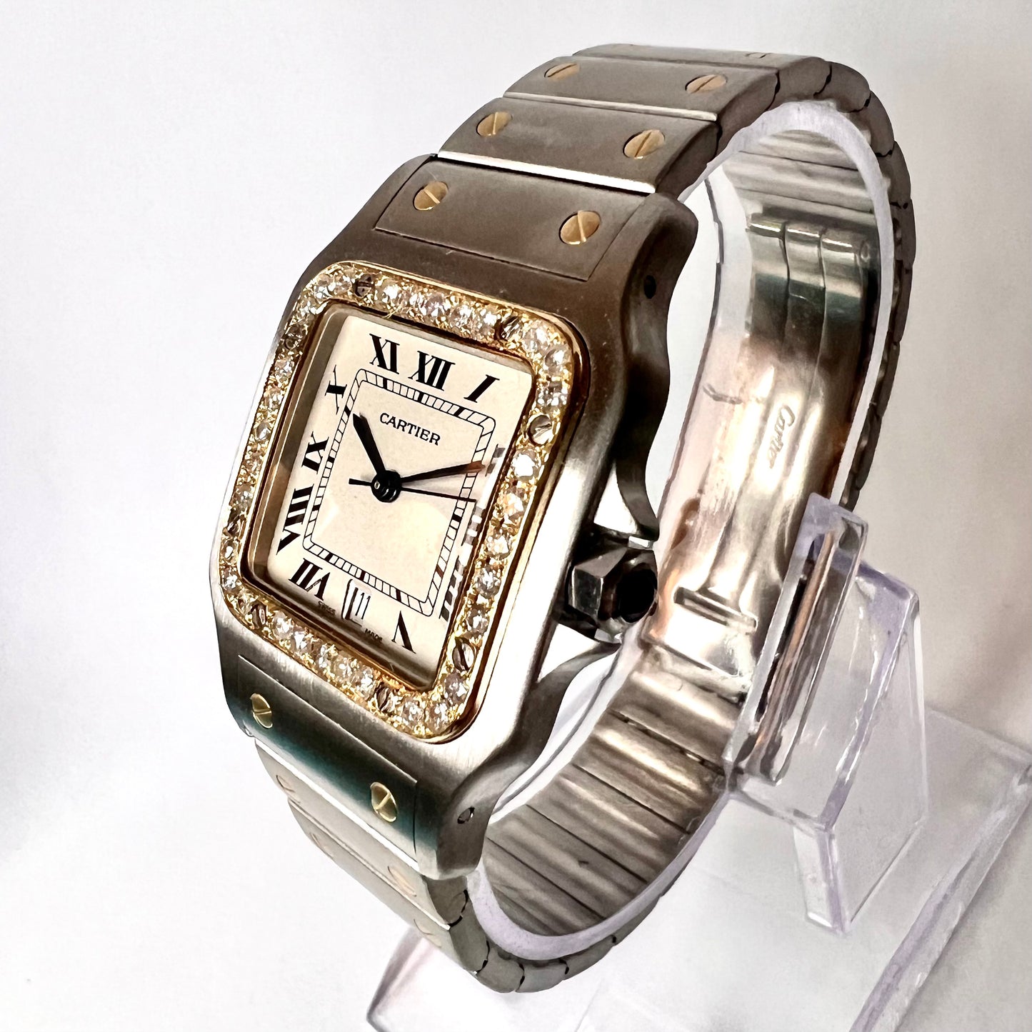 CARTIER SANTOS GALBEE 29mm Quartz 2 Tone 0.85TCW Diamond Watch