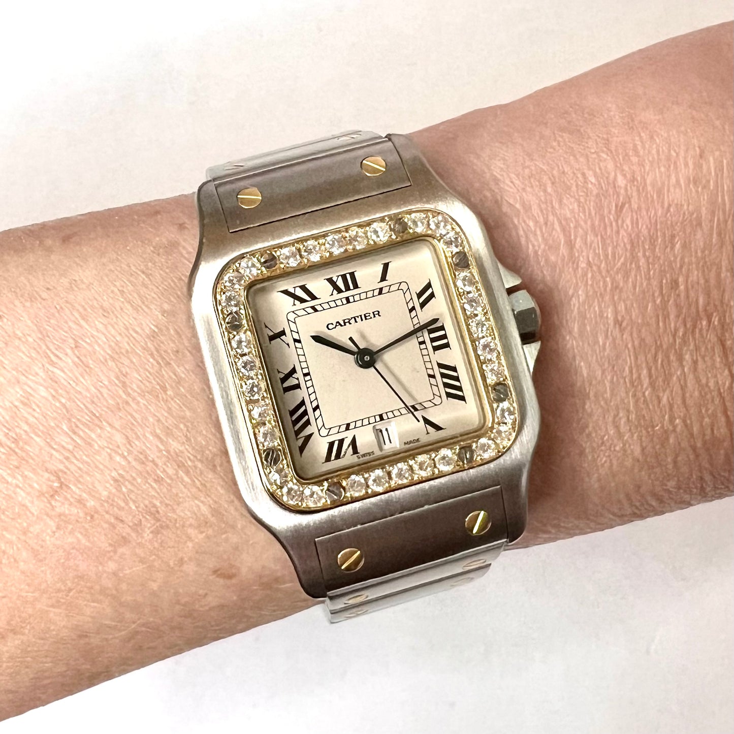 CARTIER SANTOS GALBEE 29mm Quartz 2 Tone 0.85TCW Diamond Watch