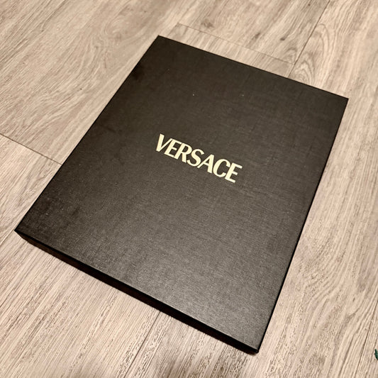 VERSACE black goods gift accessory box with tissue 12.10x10.10x1.40 inches
