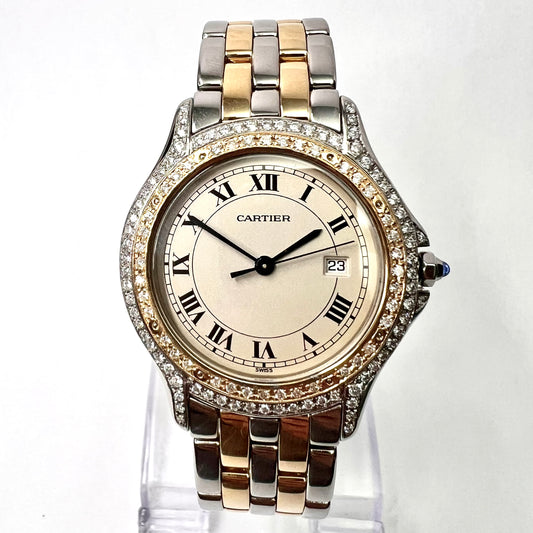 CARTIER PANTHERE COUGER Quartz 34mm 2 Row Gold 0.93TCW Diamonds Watch