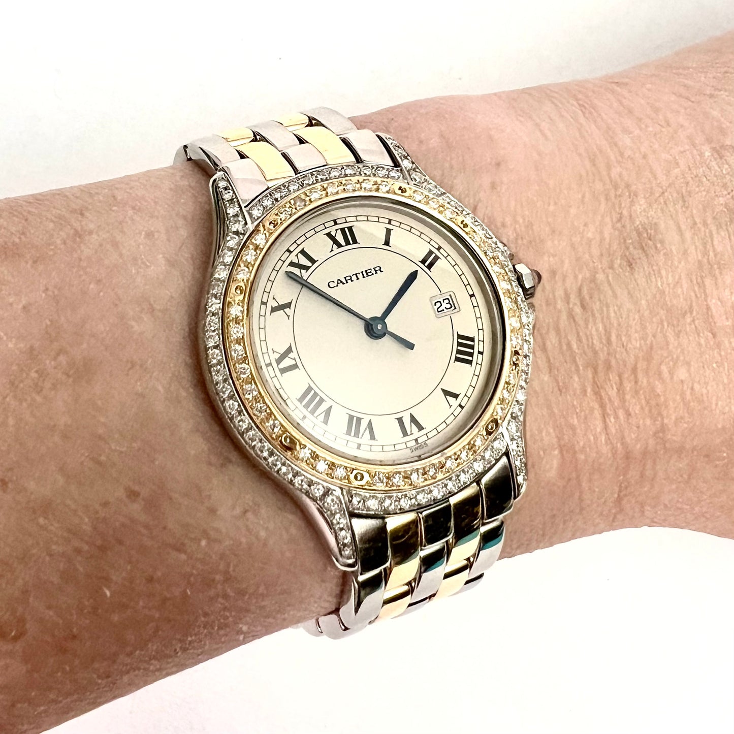 CARTIER PANTHERE COUGER Quartz 34mm 2 Row Gold 0.93TCW Diamonds Watch