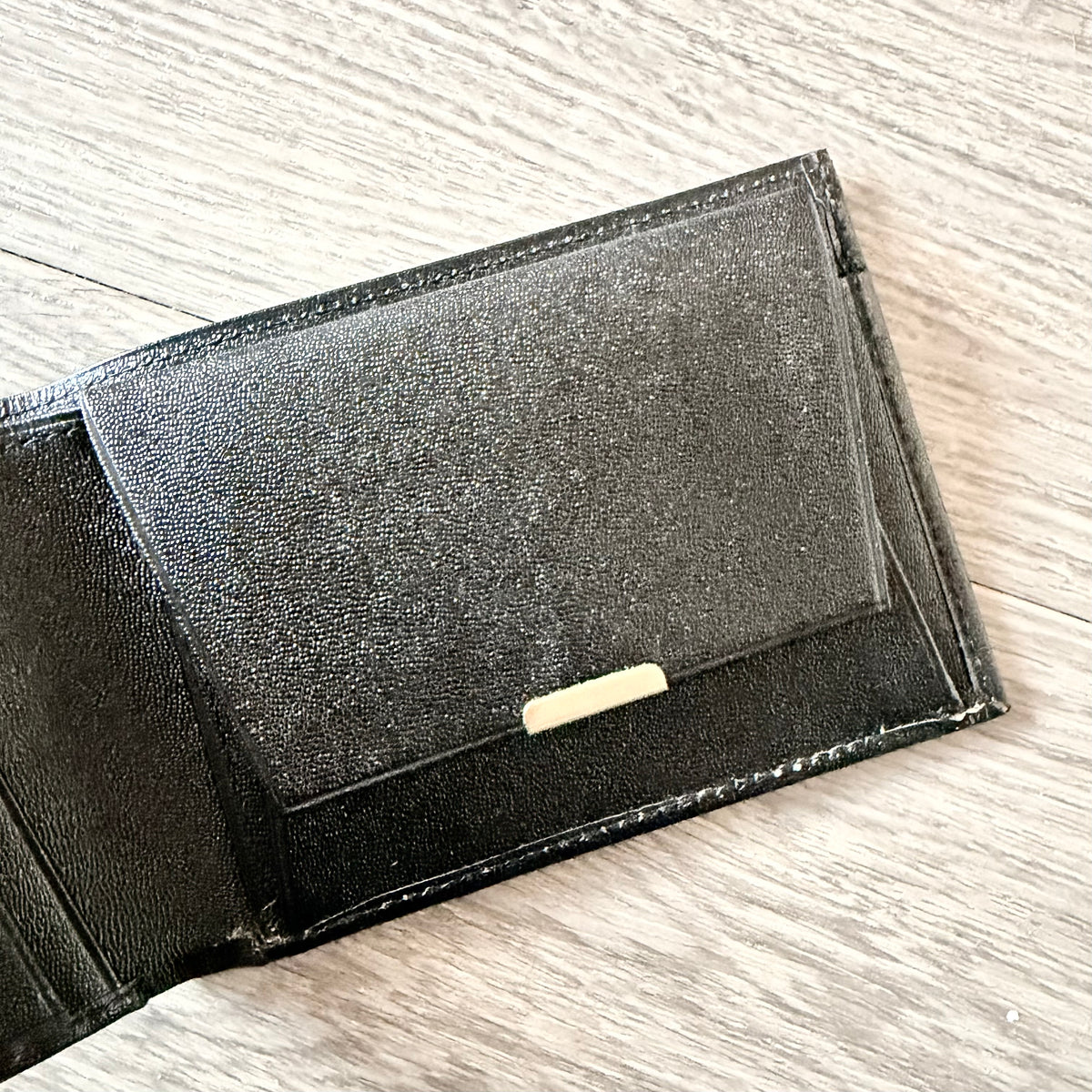 PIAGET Bi-Fold Black Leather Wallet with Gold Accents + Outer Box 7.75x4x1”