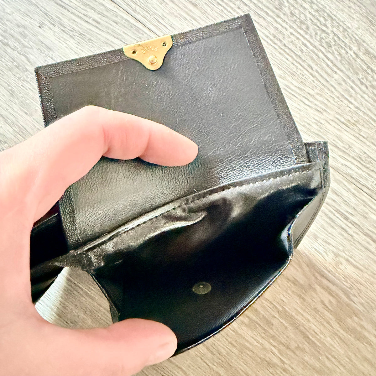 PIAGET Bi-Fold Black Leather Wallet with Gold Accents + Outer Box 7.75x4x1”