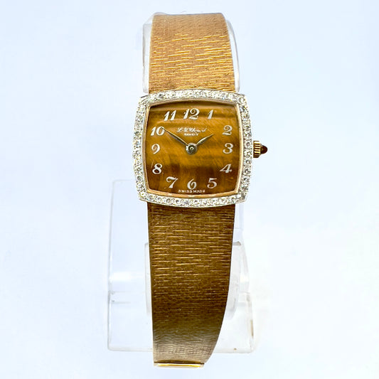 CHOPARD 23mm Hand Winding 18K Yellow & White Gold ~1TCW FACTORY Diamonds Watch Tiger Eye Dial