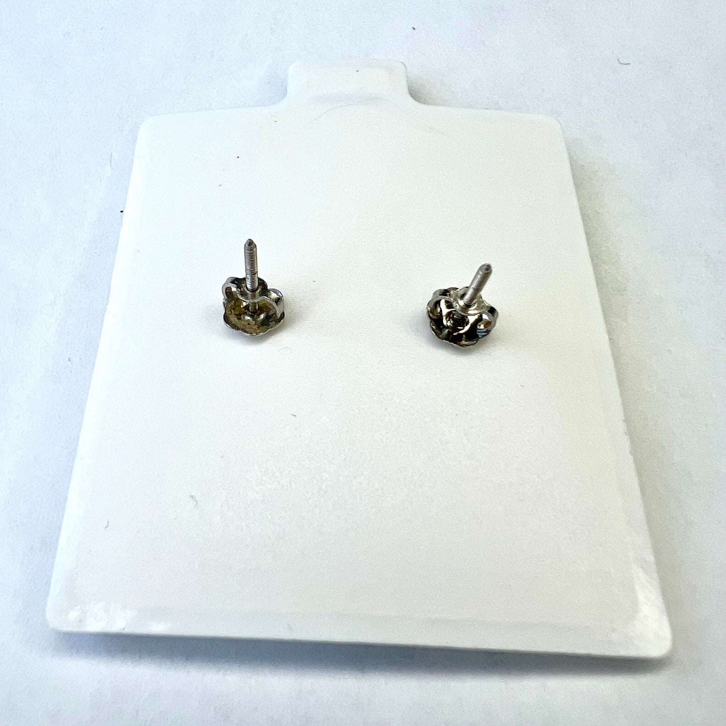 NEW 14K White Gold 0.96TCW CVD Diamond 5mm Round Earrings Studs w/ Screw Backs