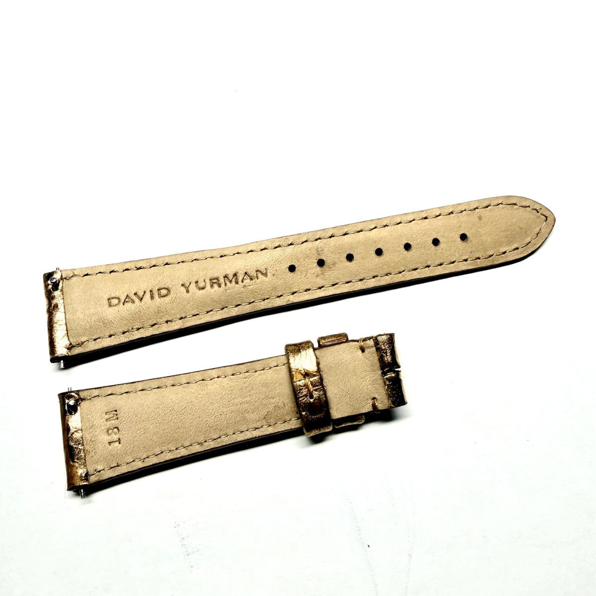 DAVID YURMAN 18mm/14mm M Shiny Bronze Genuine Alligator Leather Band/Strap w/ Spring Pins