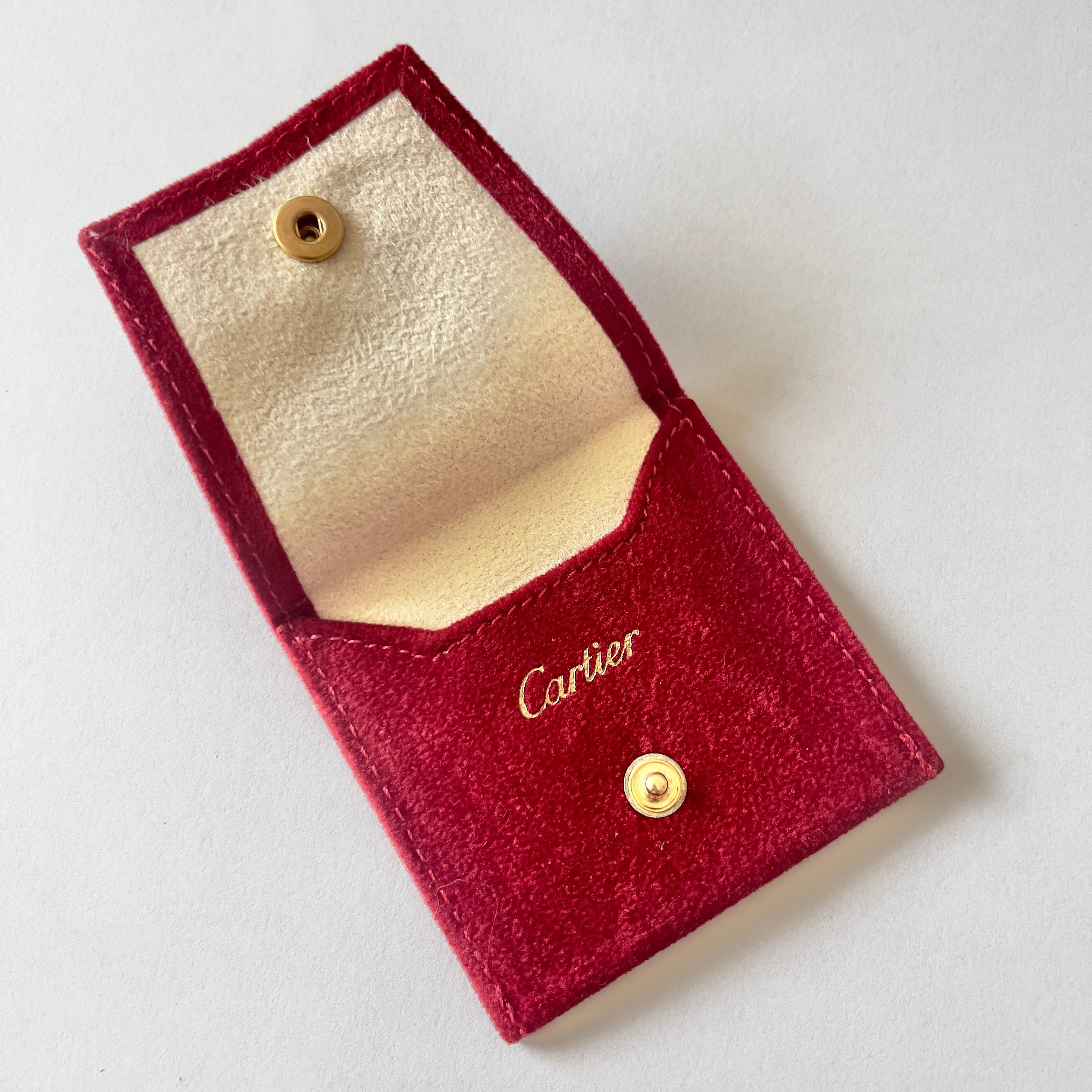 CARTIER Red Faux Suede Jewelry Pouch 2.75x2.5 inches NATILUXIA