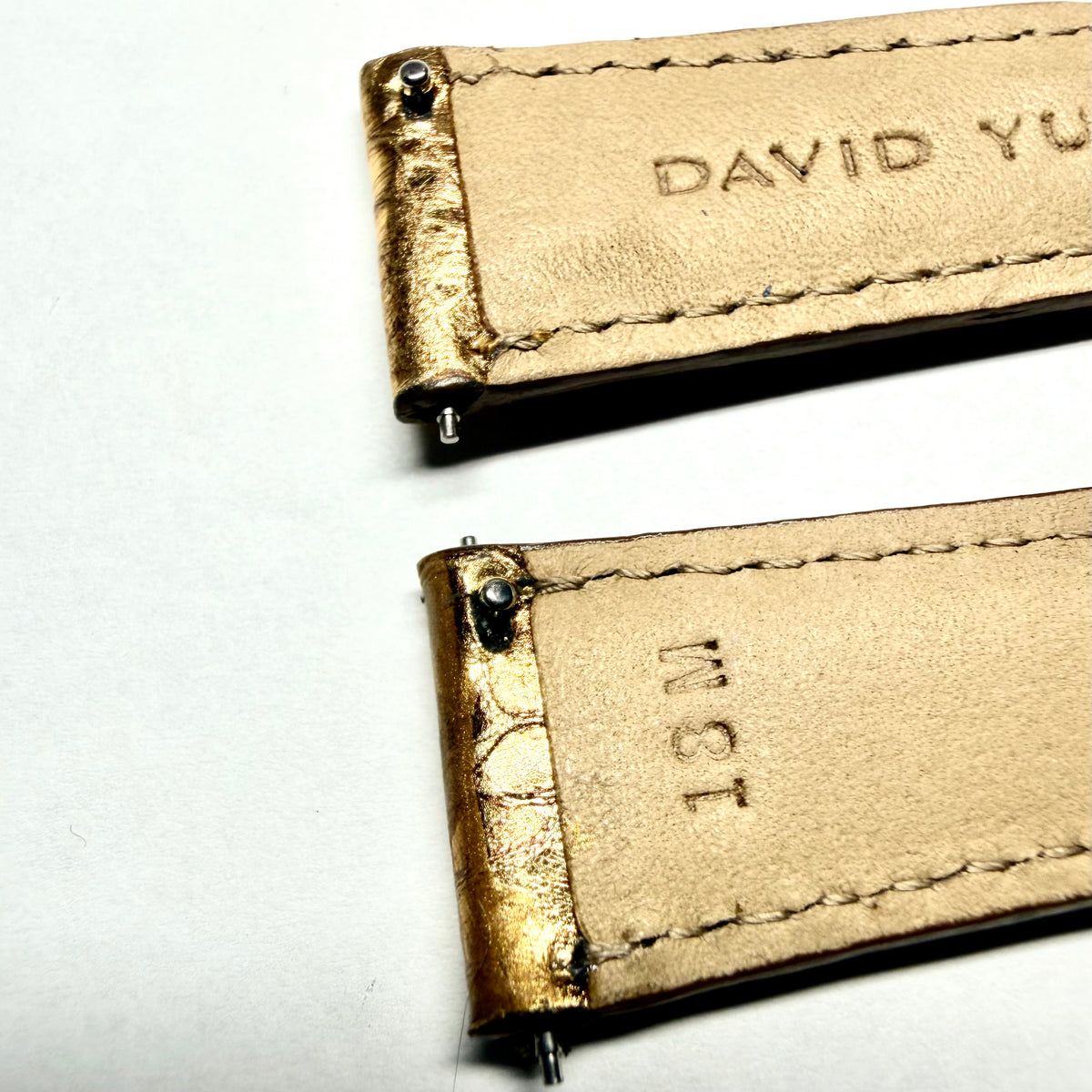 DAVID YURMAN 18mm/14mm M Shiny Bronze Genuine Alligator Leather Band/Strap w/ Spring Pins