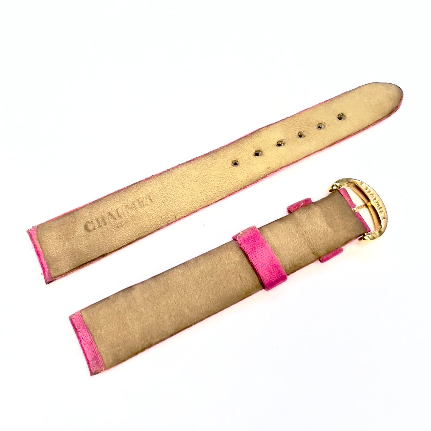 CHAUMET Pink Satin/Leather Band Strap with Gold Plated Chaumet BUCKLE
