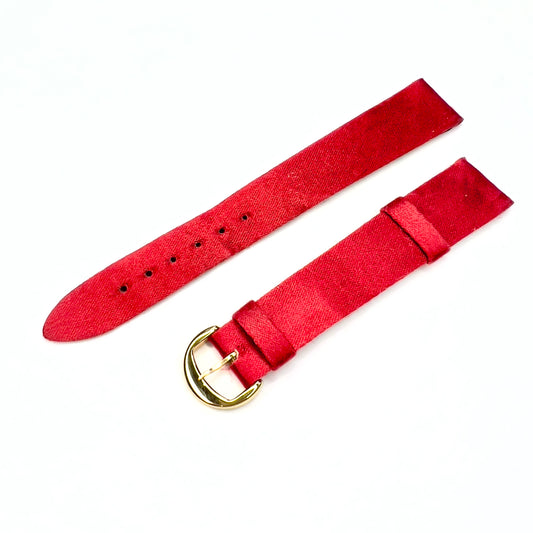 CHAUMET Red Satin/Leather Band Strap with Gold Plated Chaumet BUCKLE