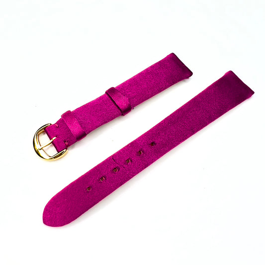 CHAUMET Fuchsia  Satin/Leather Band Strap with Gold Plated Chaumet BUCKLE