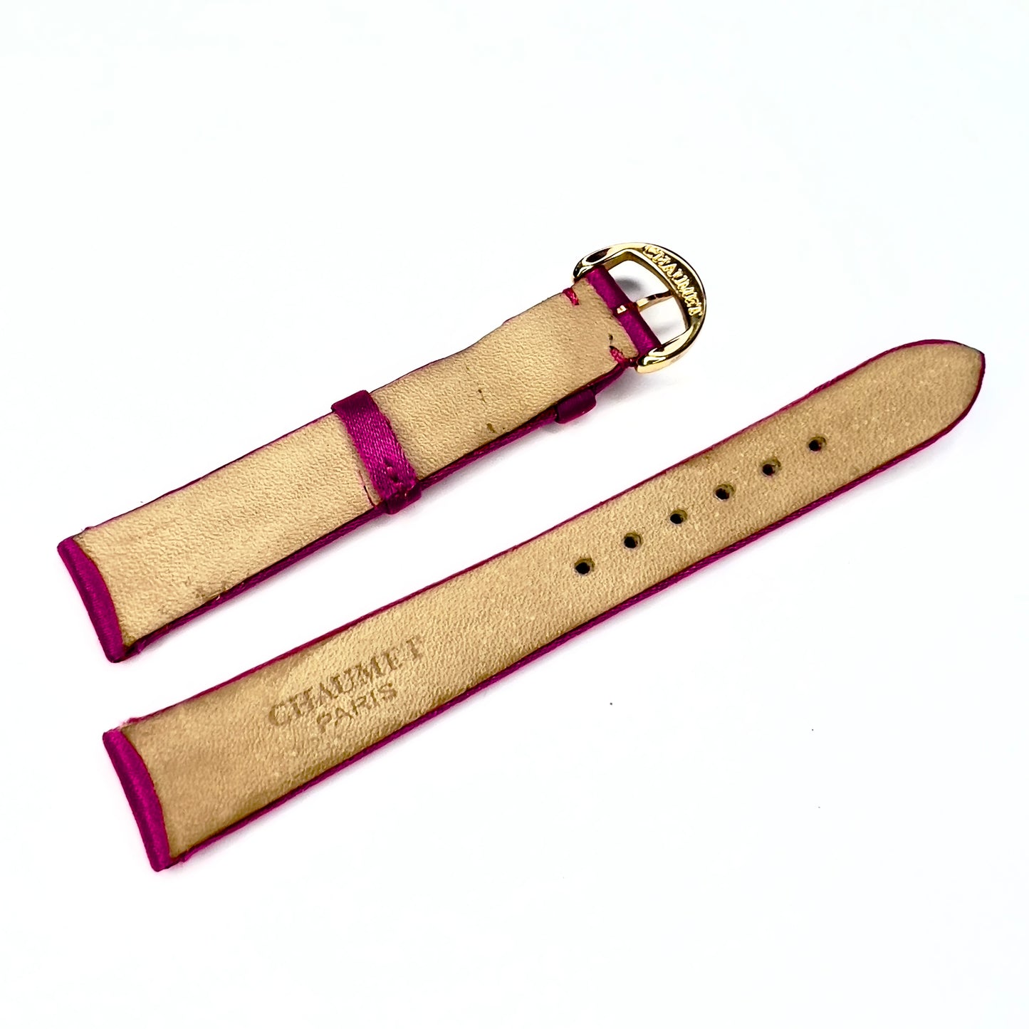 CHAUMET Fuchsia  Satin/Leather Band Strap with Gold Plated Chaumet BUCKLE