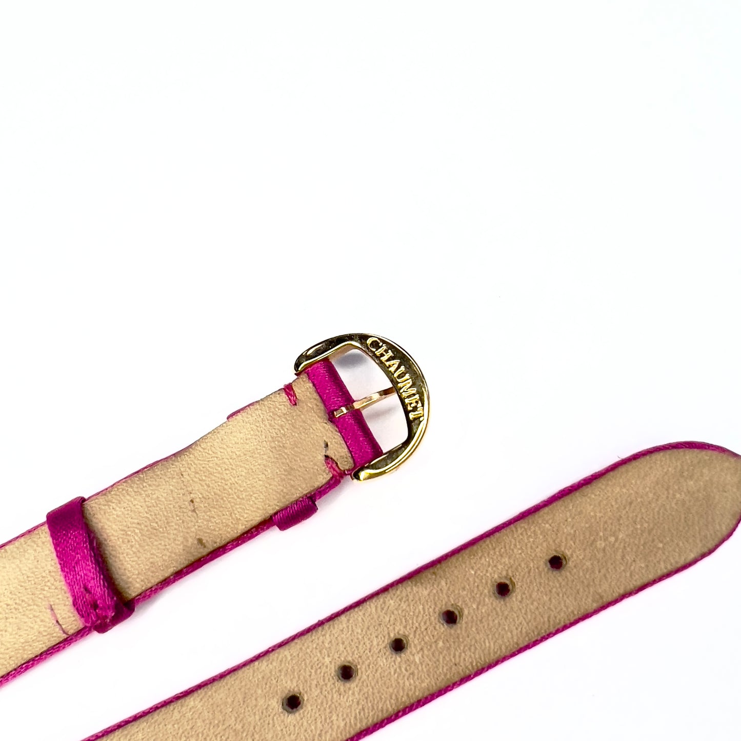 CHAUMET Fuchsia  Satin/Leather Band Strap with Gold Plated Chaumet BUCKLE