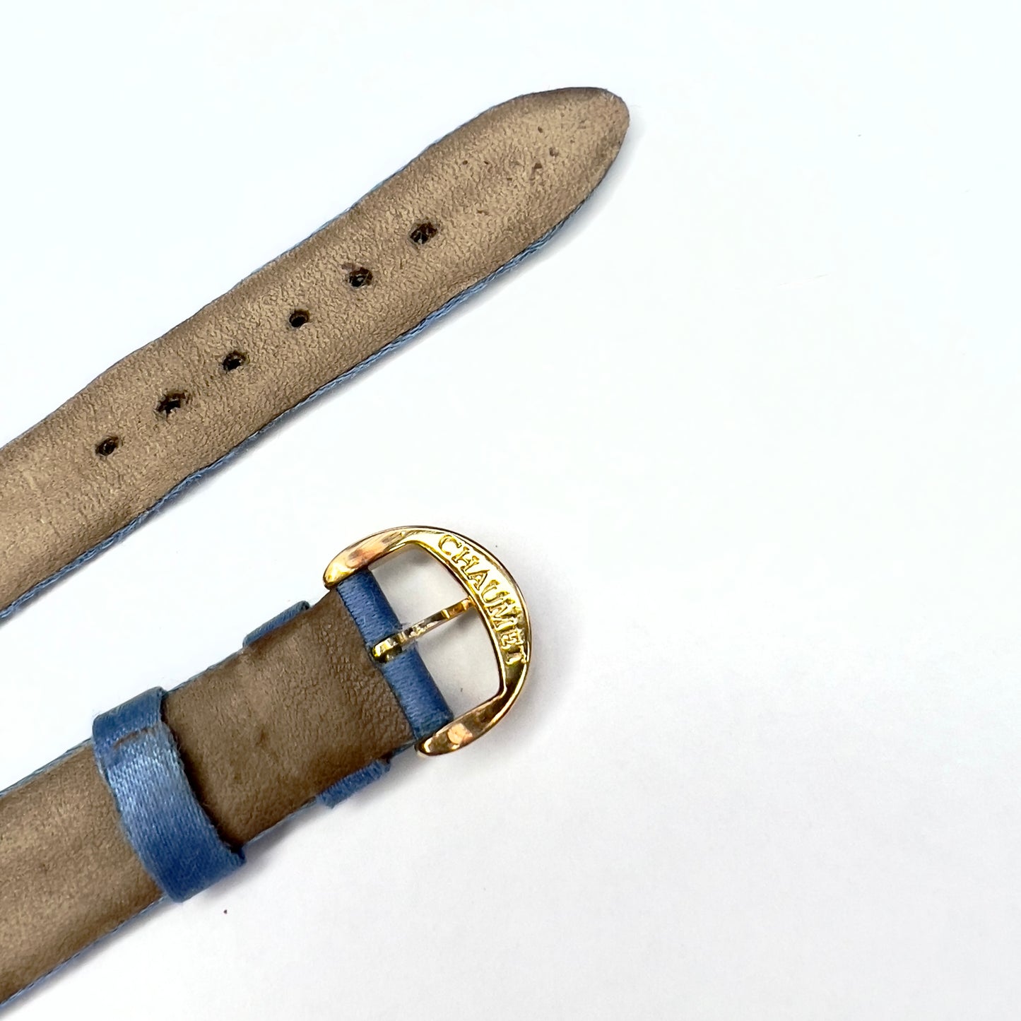 CHAUMET Blue  Satin/Leather Band Strap with Gold Plated Chaumet BUCKLE
