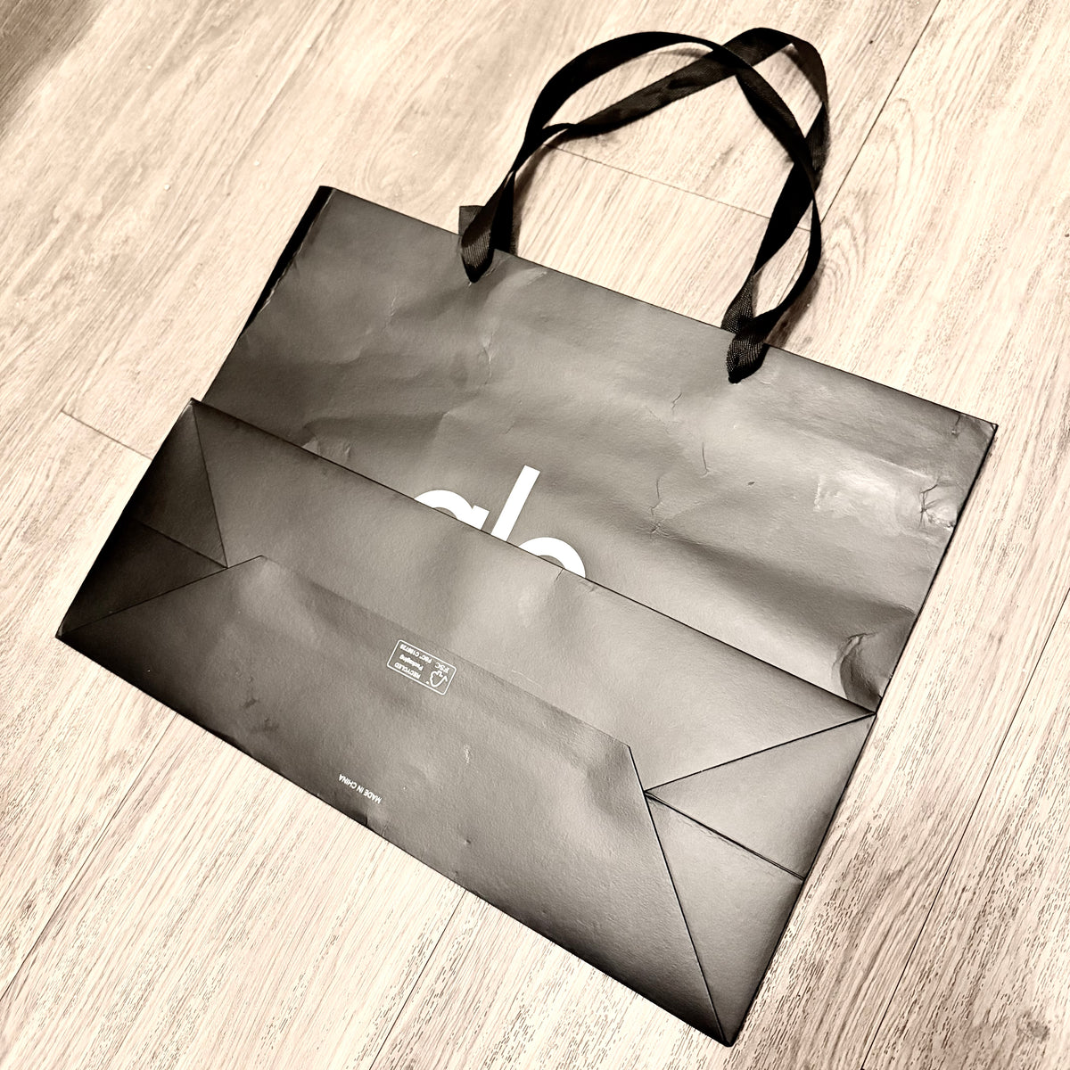 ALO Black Paper Shopping Gift Bag 16.10x12x6.10 inches