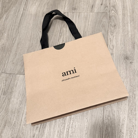 AMI Alexandre Mattiussi Tan Shopping Gift Bag 11.75x9.90x3.90 inches