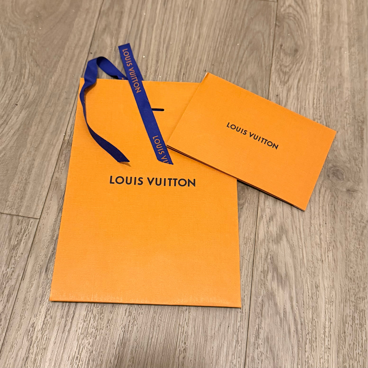 LOUIS VUITTON Orange Matte Paper Shopping Gift Bag 8.30x5.90x3” + Receipt Holder