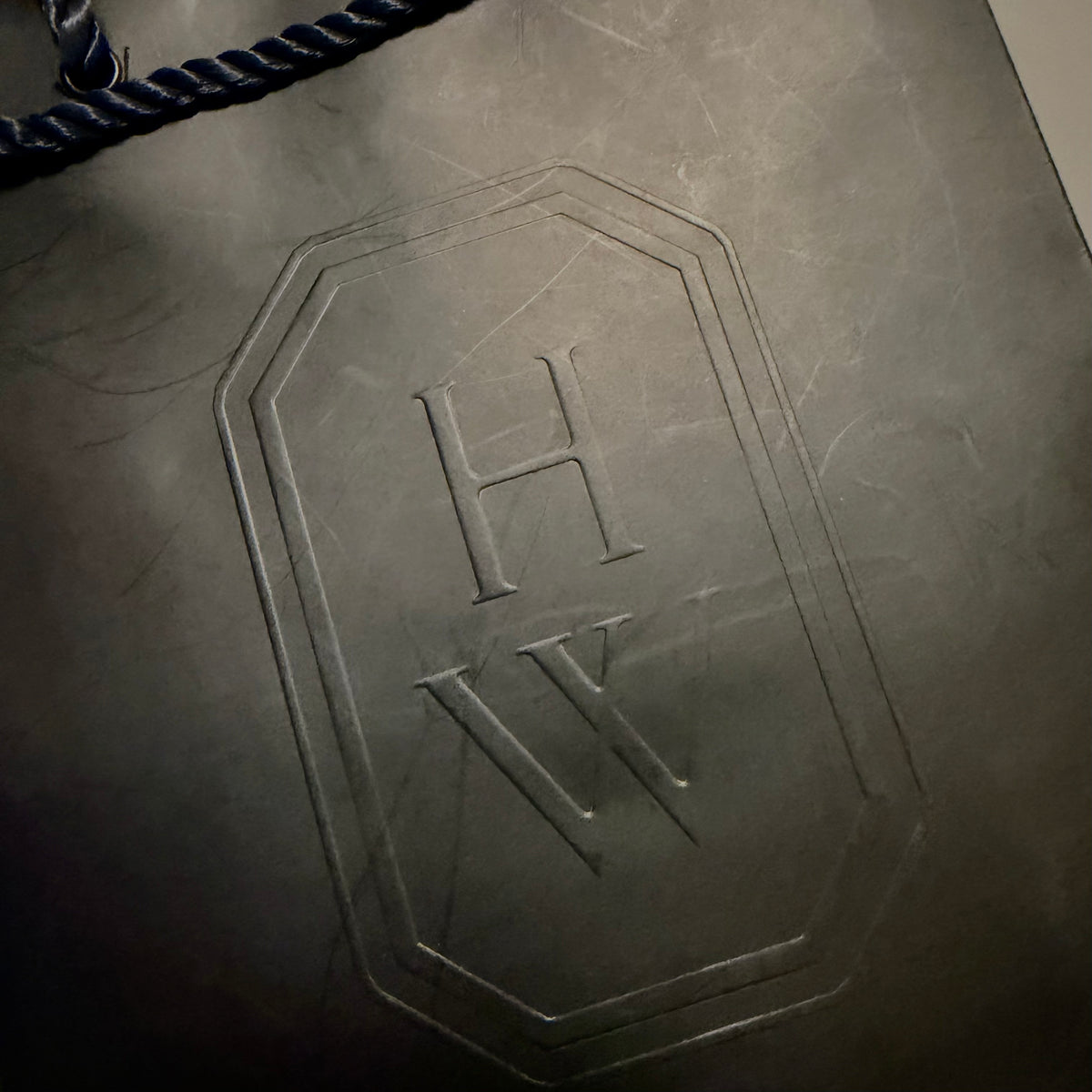HARRY WINSTON Navy Blue Matte Shopping Gift Bag 10x7.90x3.5 inches