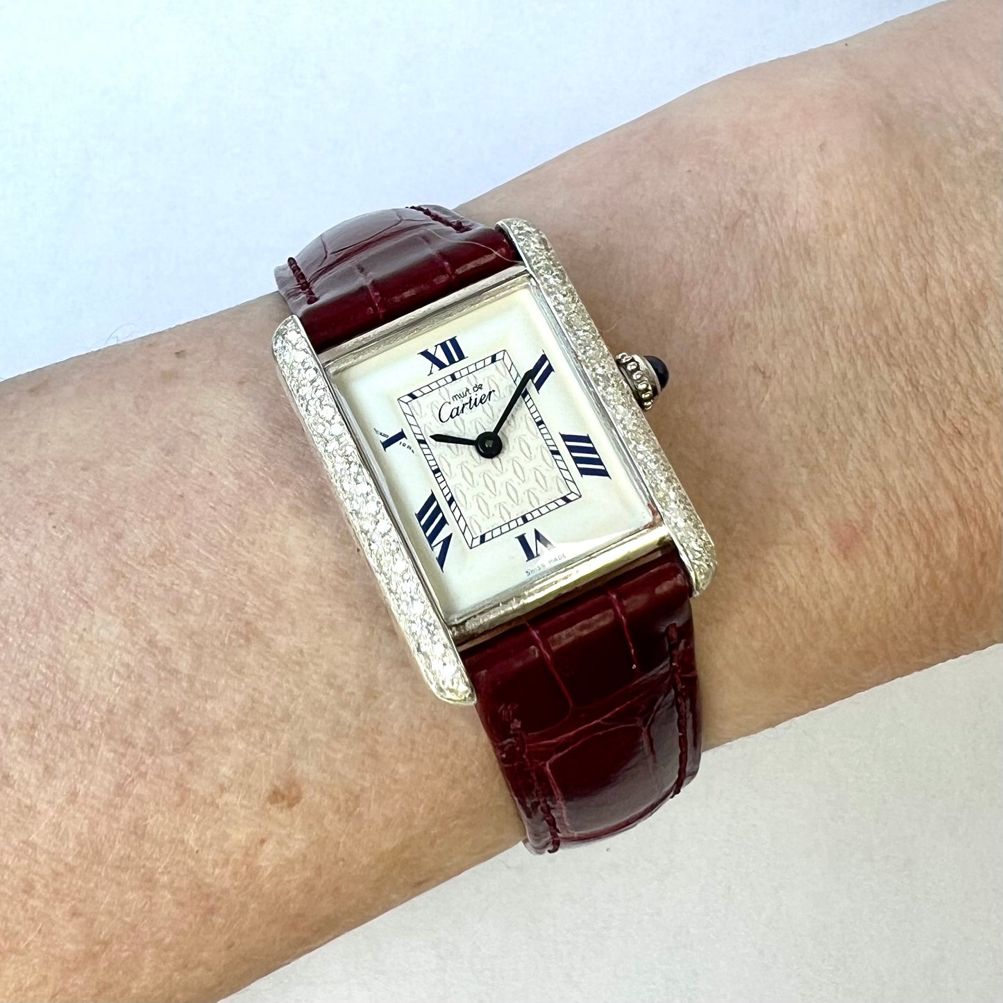 CARTIER TANK Quartz 22mm Silver 0.63TCW Diamond Watch