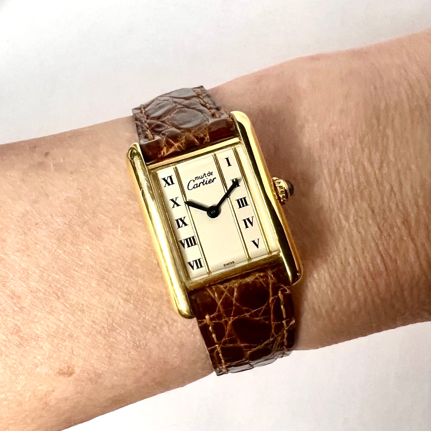 CARTIER TANK Quartz 21mm Gold Plated Silver Watch